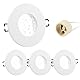 Doughelec 4er Einbaustrahler GU10 Rahmen IP65 Aluminium Weiß, Badezimmer Einbaurahmen Spot Einbauspots Rund Flach 68mm Lochdurchmesser inkl GU10 Fassung für LED Wasserdicht Einbauleuchten, 230V Matt