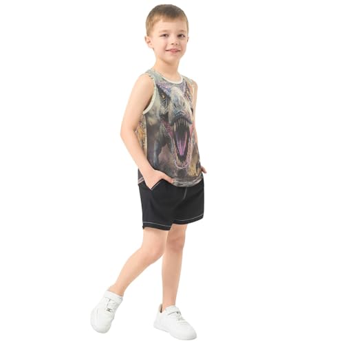 Boys Tank Top Shirts Dinosaur Wildlife Animal Sleeveless T-Shirts Crew Neck for Kids Clothing Children4