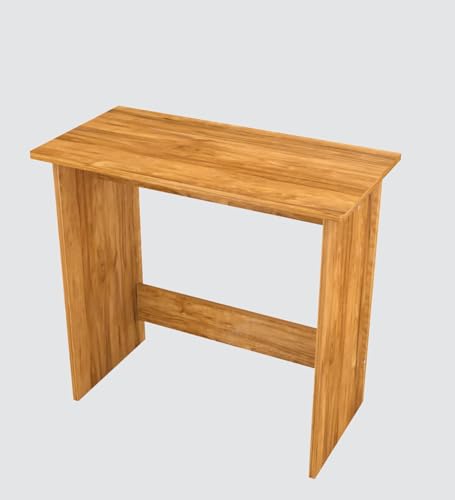 Image of Compact Study Desk, Oak Wood Finish, Space-Saving Home Office Table, 80x40x74 cm, DIY Assembly, Modern Design