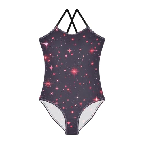 Red Glitter Texturoddler Girl 1 Piece Bathing Suit Summer Swimwear with Adjustable Straps Quick Dry