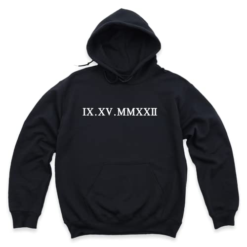 Custom Roman Numeral Sweaters Hooded, Unisex, Anniversary Date Gift, Wedding, Valentines Day, Personalized Year Letter Print Outfit, Long Sleeve4