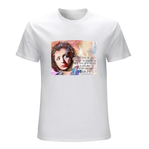 Photo de ADAMF WRNNUP Men's Édith Piaf Ith Piaf French Singer T-Shirts White M