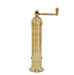Alexander Home Original Greek Pepper Mill, 9-Inch Brass – European Manual Pepper Grinder Refillable, with Polishing Cloth
