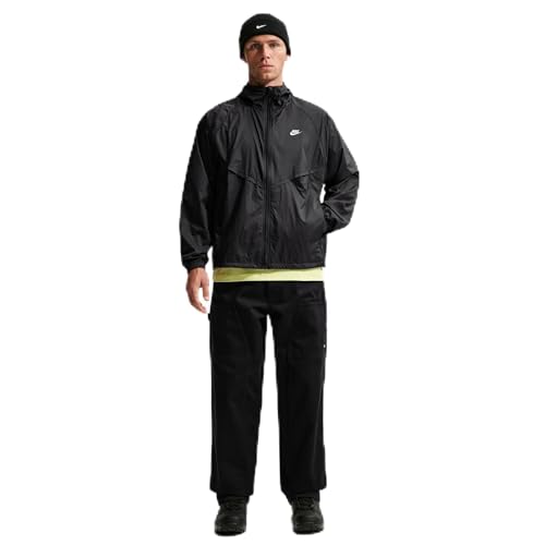 Nike Men's Wind Runner Lightweight Full Zip UV Jacket, White/Black, Large