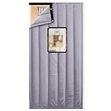 WHYATT Cortina Puerta con Aislamiento, Cortina de Puerta Insonorizada a Prueba de Viento con Ventana, Cubierta de Pantalla de Puerta de Cierre Automático (Color : Gray, Size : 51.1x78.7in/130x200cm)