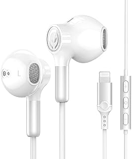 Lightning Headphones [MFi Certified] Lightning Connector Wired iPhone Earphones In-Ear Earbuds(Built-in Microphone & Volume Control) Compatible with iPhone 14/14 Plus/13 Pro Max/12/11/XS/XR/8/7- White