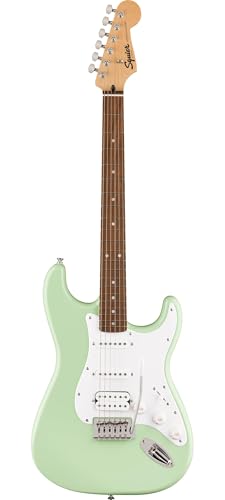 Image of Fender Squier Sonic Stratocaster HSS - Surf Green Bundle with Mustang Micro Headphone Amplifier, Instrument Cable, Tuner, Strap, Picks, and Austin Bazaar Instructional DVD