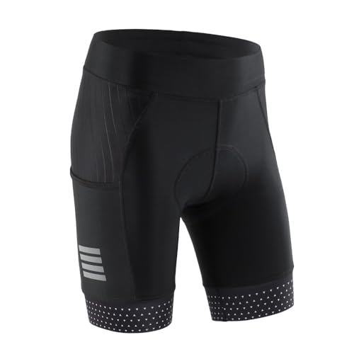 ZHAOSHIXU Frauen Radfahren Shorts Rosa & Schwarz Atmungsaktive Sommer Fahrrad Shorts Weibliche 5D Pad Tasche Dame Bike Shortsa(KEM-SSFE-Black,S)