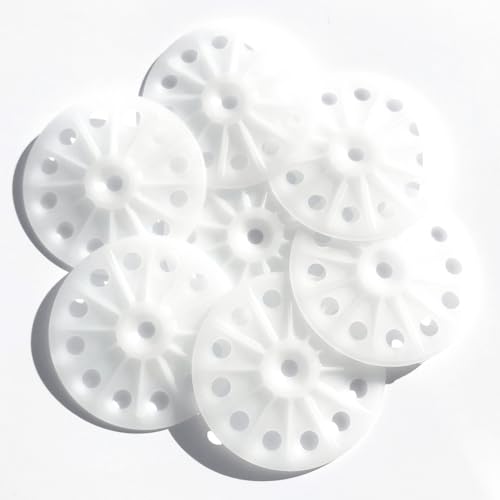 Lot de 200 rondelles de fixation en polypropylène - 60 mm - Pour plaques d’isolation souples en fibre de verre, laine de roche, polystyrène expansé,...