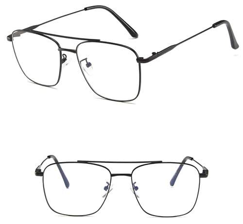 Image of Roshfort Eyewear Zero Power Blue Cut & Antiglare Computer Square Eyeglasses | Men & Women | Medium - Pack Of 1