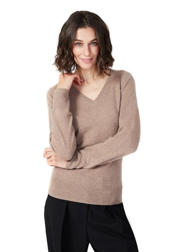 Women's 100% Cashmere V-Neck Sweater, Regular Fit, Premium Knit Jumper for Autumn and Winter