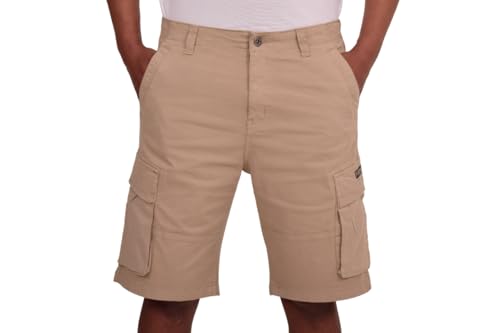 Firetrap Mens Cargo Chino Shorts – Lightweight Summer Casual Combat Shorts with Multi Pockets for Travel, Hiking, Beach, or Daily Wear Stone 34