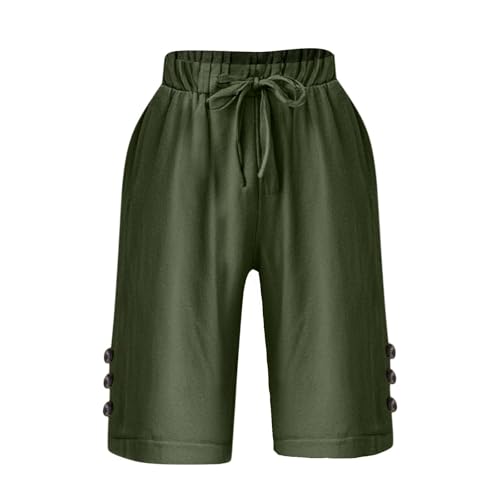 Summer Capri Pants for Women Wide Leg Drawstring Elastic Waisted Loose Comfy Cropped Pants with Pockets4