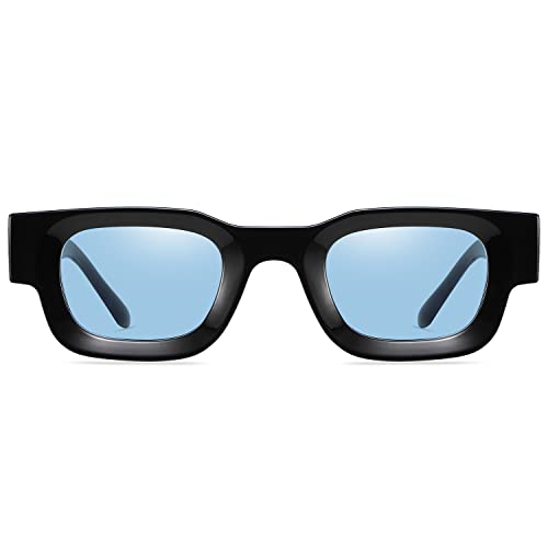 Image of EYLRIM Thick Square Frame Sunglasses for Women Men Chunky Rectangle Polarized Sunglasses UV400 Protection