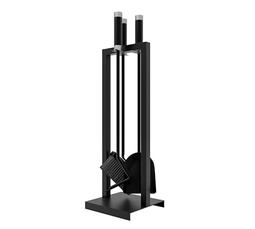 Kingson Fireside Companion Set – 3 Piece Fireplace Tool Set with Stand – Includes Shovel, Brush & Poker – Black Powder Coated with Steel & Stainless Handles – 59.5 cm - Image 8