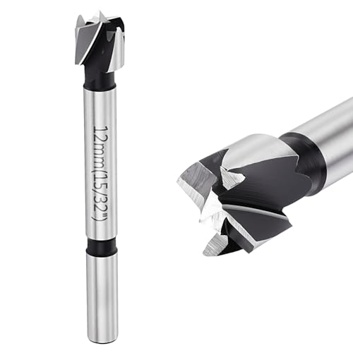 Image of DTGN 12mm Forstner Drill Bits 15/32" - 2Pack - Good for Wood Plastic Plywood - Multi-Tooth Carbon Steel Woodworking Hole Saw Cutter with Round Shank - Silver