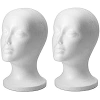 2pc Female Styrofoam Foam Mannequin Head Stand Model Display Wig Polystyrene Mannequin Manikin Head Polystyrene Female Dummy Mannequin Head For Hats Wigs Displays