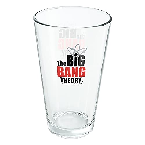 LOGOVISION The Big Bang Theory Logo 16 oz Pint Glass, Tempered Glass, Licensed Printed Design & A Perfect Fan Gift | Great for Cold Beverages, Soda, Water