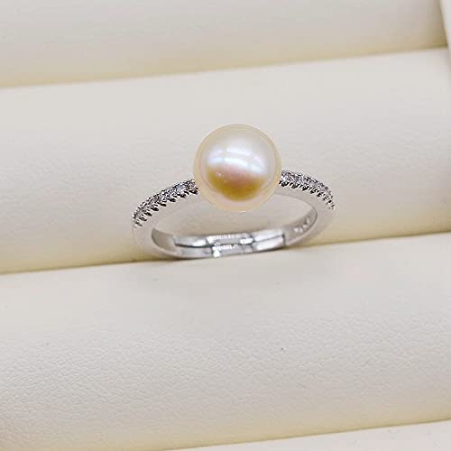 Bague ajustable femme avec perle naturelle d'eau douce cadeau d'anniversaire et fiançailles