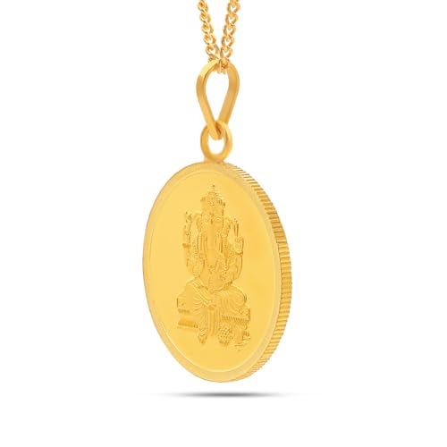 Image of KALYAN JEWELLERS 24K (999) Purity Lord Ganesh Gold Coin Pendant 8 Gms