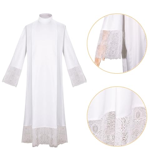 Men's Dignified Clergy Robes Catholic Priest ALB Church White Robe Traditional Religious Vestments4
