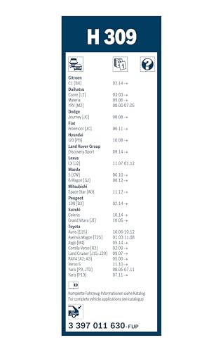 Bosch Wiper Blade Rear H309, Length: 300mm – Rear Wiper Blade - Image 3