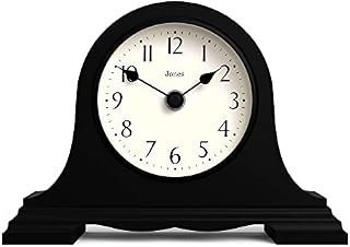 Jones Clocks® Speakeasy Mantel Clock - Traditional/Classic Design - Bedroom Clock - Living Room Clock - Office Clock - Mantel Clock - Desk Clock - Shelf Clock - Small Clock (Black)