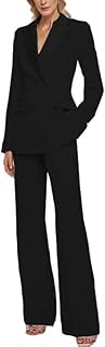 Double Breasted Womens Pant Suit Slim Fit Work Professional Business Sui...