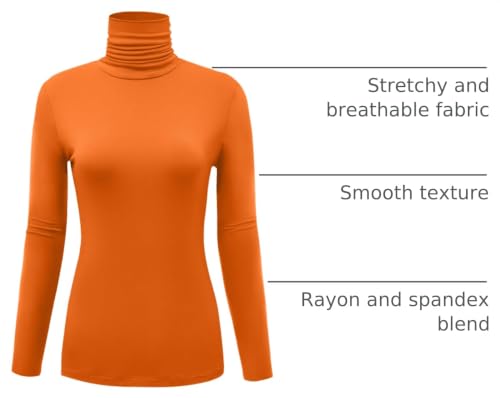 Image of AUHEGN Women's Long Sleeve Lightweight Turtleneck Top Slim Fit Pullover T-Shirt (S-XXL)