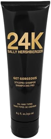 SALLY HERSHBERGER 24K Gold Get Gorgeous Shampoo for Women & Men - Professional Salon Hair Care - Safe for Color Treated Hair Cleanser - Moisturizing, Repair, Strengthen & Shine - All Hair Type - 8.5oz