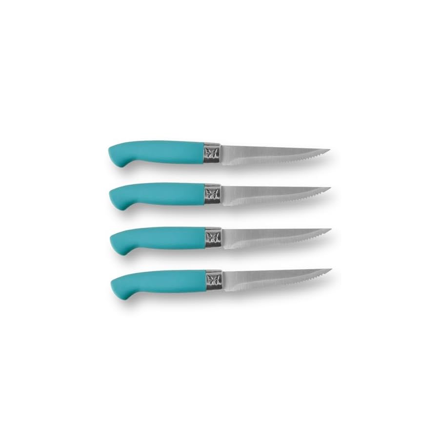 Pioneer Woman Teal 11-Piece Stainless Steel Knife Block Set, Breezy Blossoms