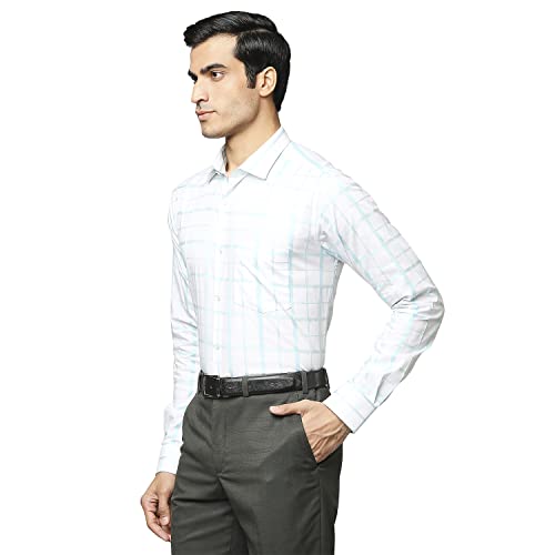 Image of Park Avenue Men's Pure Cotton Checks Pattern Slim Fit Ainsley Collar Full Sleeve Formal Shirt
