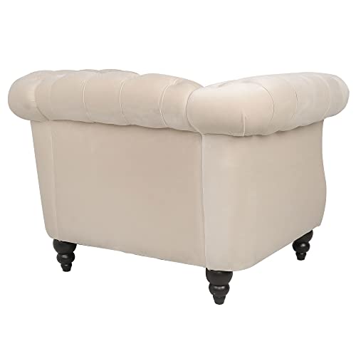 Sillón Chesterfield Plegable Beige miniatura 7
