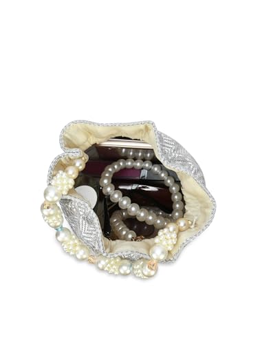 Image of Lavie Signature Women's Bisbee Pearl Handle Potli Bags | Pouches for Festive Party | Batwa Bag Bridal Purse | Gift For Women