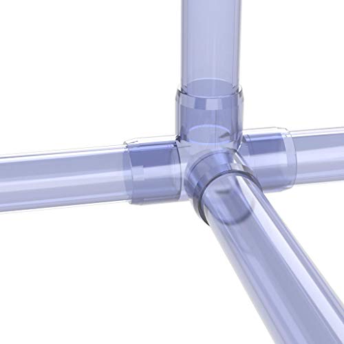 Formufit 1-1/4" 4-Way Pvc Tee Furniture Grade Fitting In Clear Uv, 1.66" Actual Id, Made In Usa, Uv-Resistant, Impact-Proof, Quickly Construct Tiered Structures With Pvc Pipe - F1144Wt-Uv #TOP2