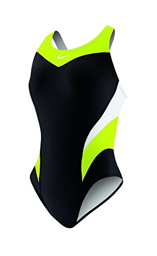 Nike Girls Victory Color Block Power Back Tank One Piece Swimsuit (Volt, 6)