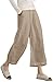 Ecupper Women's Elastic Waist Causal Loose Trousers Plus 100 Linen Cropped Wide Leg Pants, Kahki, US 12=Tag XL