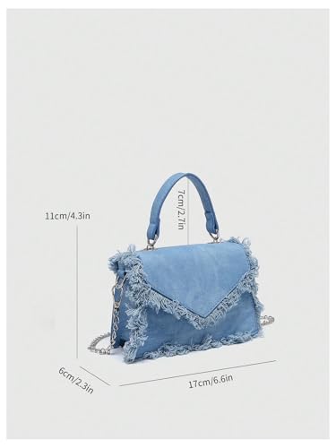Image of QWINEE Women's Fringe Hobo Bag Tassel Trim Small Denim Bag Vegan Suede Tassel Hippie Crossbody Bag