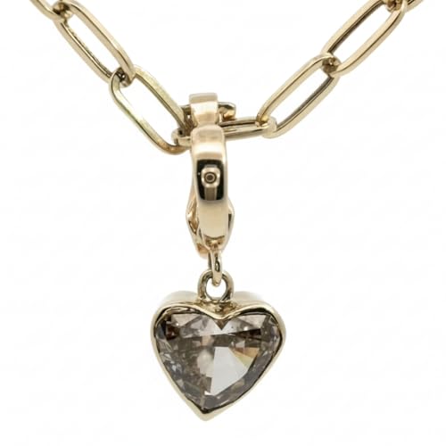 LOUCRI 14K Yellow Gold Heart Champagne Diamond Pendant Necklace for Women Real Gold 2.00 Carat Diamond on 21 Inch Chain 4.9g Luxury Heart Necklace Gift for Her Symbol of Love Warmth and Elegance