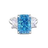 KnSam Anillo de la amistad de oro real de 9 K/14 K/18 K, anillo de compromiso pequeño clásico con laboratorio creado con esmeralda, anillo Au 375/585/750 oro blanco, talla 47-65, Oro blanco 375 de 9