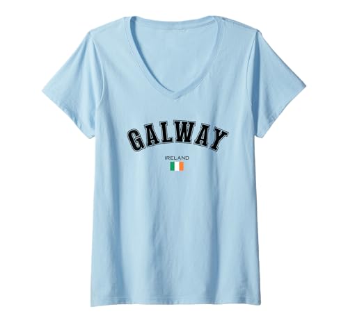 Mujer Bandera irlandesa de recuerdo de Galway Irlanda Travel Galway Camiseta Cuello V
