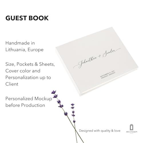 Linen Wedding Guest Book Alternative | Customized Photo Guestbook for all Instant Photos – Mini Wide Square | Photo Booth Book for 2x6 and 4x6 Photos | Bridal Guest Book for Instant Pictures