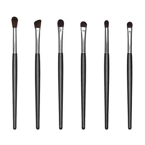 JessLab 6pcs Eye Brush Set, 6 Pieces Wooden Handle Makeup Eyeshadow Essentials Brush Collection Kit for Eyeshadow Blending Contour, Synthetic Bristles