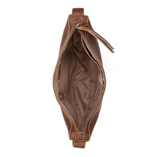 Image of The Sak Tess Leather Crescent Shoulder Bag - Premium Women's Handbag for Everyday & Travel - Adjustable Strap with Zipper Closure - Whiskey