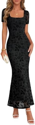 MEROKEETY Women Summer Floral Bodycon Maxi Dress 2026 Spring Wedd...