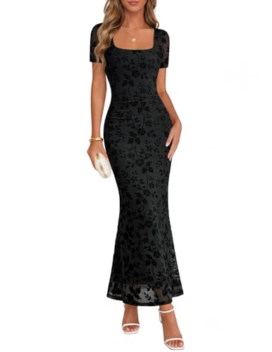 MEROKEETY Women Summer Floral Bodycon Maxi Dress 2026 Spring Wedding