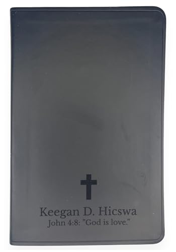 Image of Personalized ESV Thinline Bible Large Print English Standard Version Faux Leather Holy Bible ESV with Custom Name, Date and Text | Custom Gift for Christian & Religious Celebrations | Black