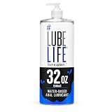 LUBELIFE Water-Based Anal Lube for Men, Women & Couples – Personal Lubricant Safe for Ingestion, Toy & Condom Compatible, Water Based Lubricant Gel for Privacy & Intimacy (32 Fl Oz)