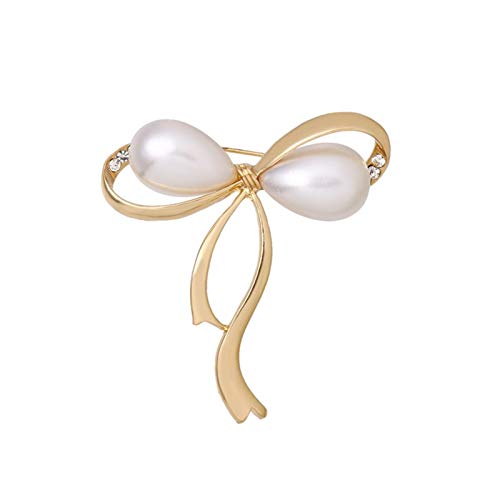 Broche de perles d'imitation et nœud au design joaillerie pour femme