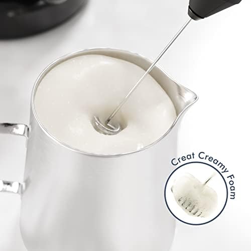 Powerful Milk Frother Handheld Foam Maker, Mini Whisk Drink Mixer for Coffee, Cappuccino, Latte, Matcha, Hot Chocolate, with Stand, Black - 2